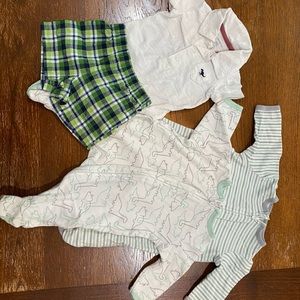 Baby boy clothes size 3M footed pajamas, 2 piece